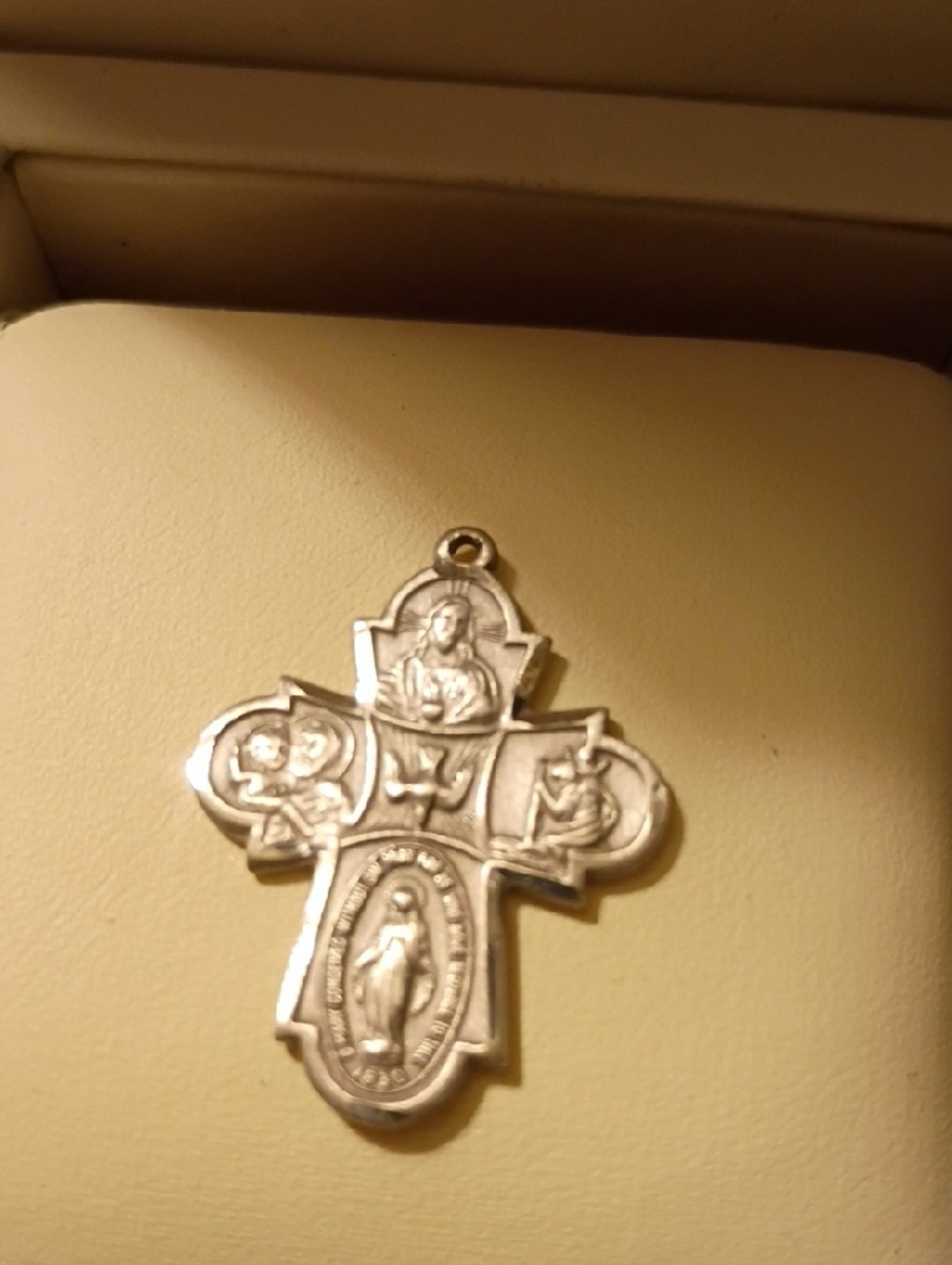 Silver-Tone Religious Cross Pendant Necklace Accent - Silver